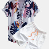 Ensemble — chemise à imprimé feuilles color block & short de bain