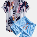 Ensemble — chemise à imprimé feuilles color block & short de bain