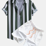 Ensemble Améline — chemise à imprimé rayé & short de bain