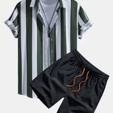 Ensemble Améline — chemise à imprimé rayé & short de bain