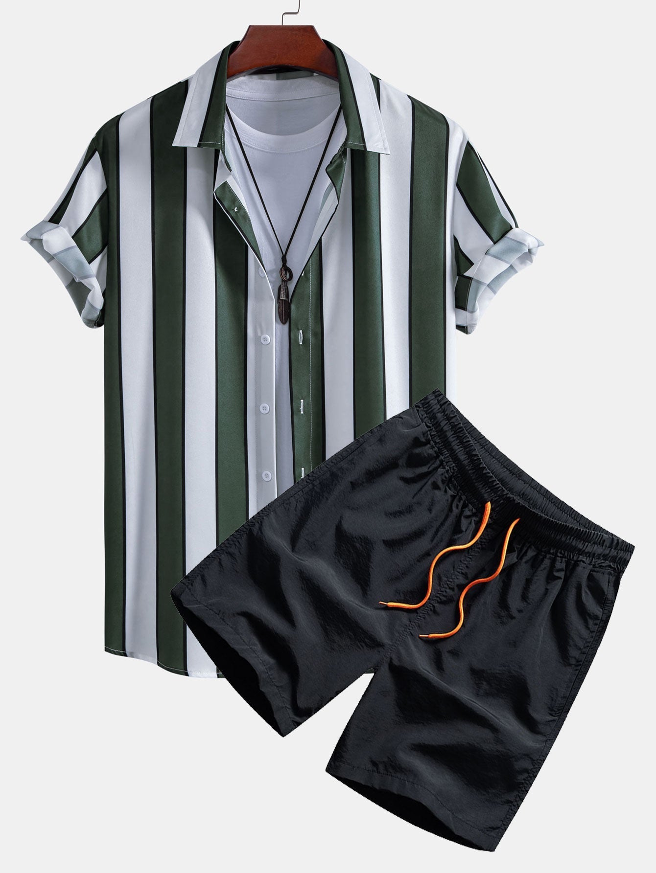 Ensemble Améline — chemise à imprimé rayé & short de bain