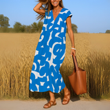 Margaux | Robe fluide imprimée à col V
