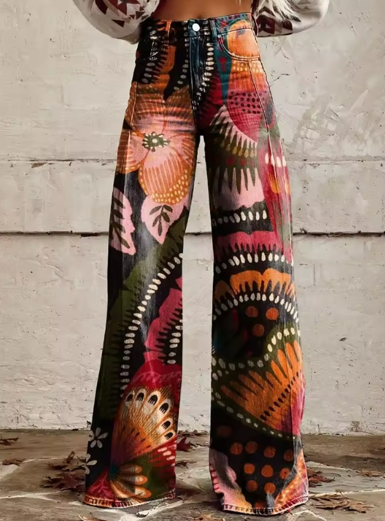 Laure — Pantalon Motif Organique Doux