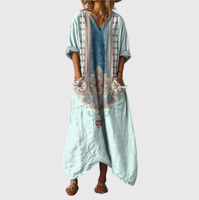 Ludwika | Robe longue extensible à imprimé coloré