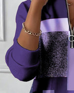 Sandrine | Pull zippé à motif géométrique