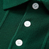 Ensemble — polo en maille jacquard rayée & pantalon fuselé coupe slim