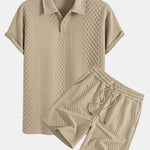 Ensemble — polo jacquard à losanges géométriques & short