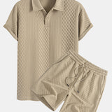 Ensemble — polo jacquard à losanges géométriques & short