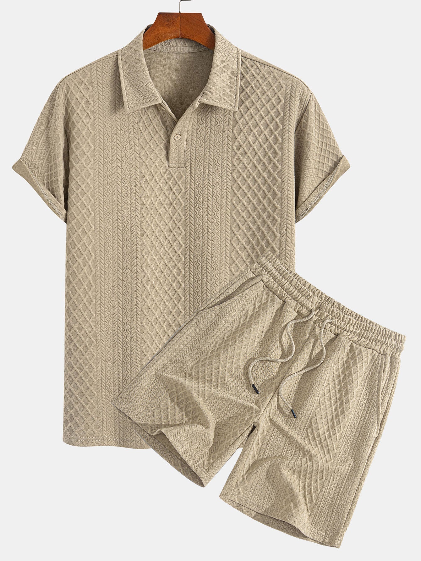 Ensemble — polo jacquard à losanges géométriques & short