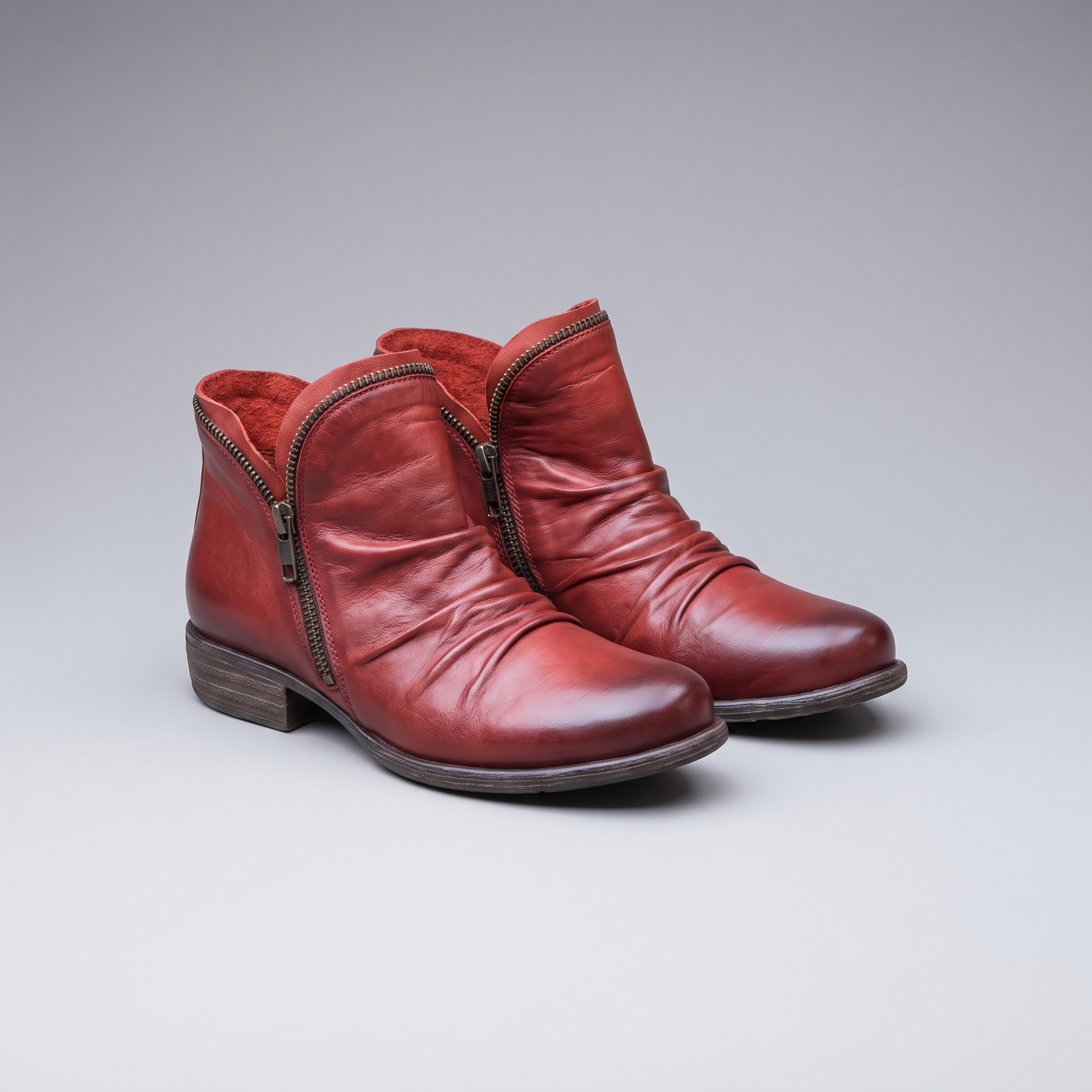 Melinda | Bottines en cuir Rouge, vue de face
