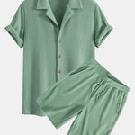 Ensemble — chemise gaufrée & short gaufré en maille à cordon