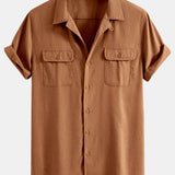 Chemise cubaine en lin à poches