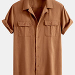 Ensemble — chemise cubaine en lin à poches & pantalon en lin à jambe droite
