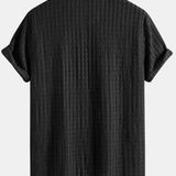 Ensemble — chemise cubaine texturée jacquard & short à cordon en lin et coton