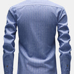 Chemise boutonnée en lin rayé à manches longues