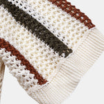 Ensemble — polo crocheté rayé à col V & short texturé froissé à cordon
