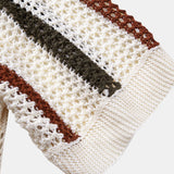 Ensemble — polo crocheté rayé à col V & short texturé froissé à cordon
