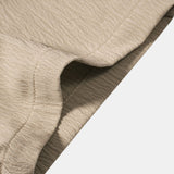 Ensemble — chemise texturée froissée à col V & pantalon en lin à jambe droite