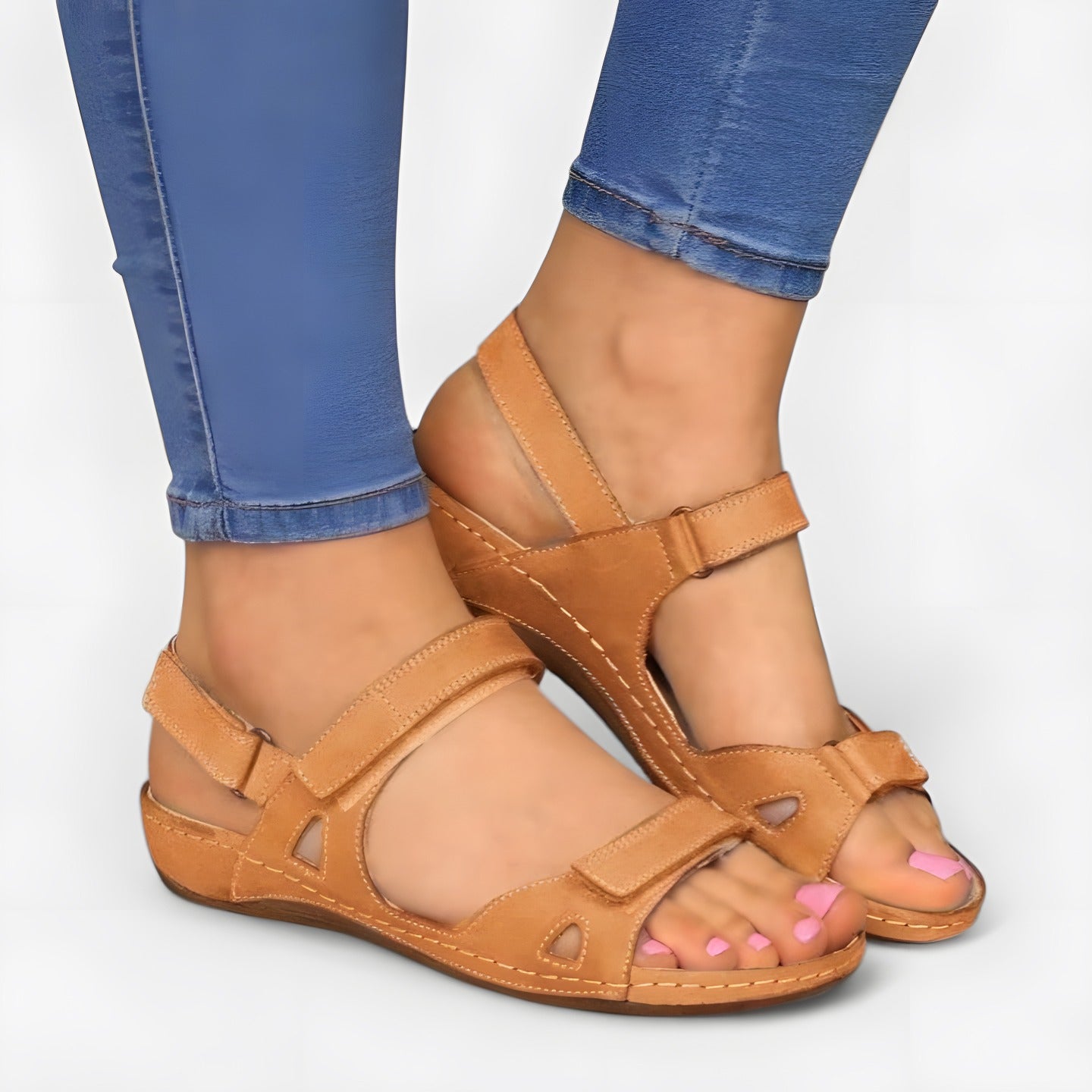 Louna | Sandales femme de confort plates Marron
