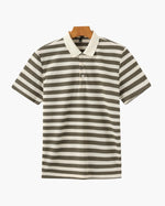 Horizontal Stripe Polo with Contrast Collar