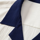 Ensemble — chemise cubaine texturée contrastante & pantalon à jambe droite