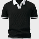 Ensemble — polo en maille texturée contrastante à col V & short chino en coton