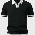 Ensemble — polo en maille texturée contrastante à col V & short chino