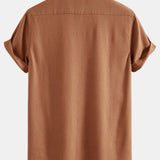 Ensemble — chemise cubaine en lin à poches & pantalon en lin à jambe droite