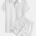 Ensemble — polo jacquard à losanges géométriques & short