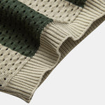 Ensemble — polo zippé en maille rayée ajourée & pantalon en lin à jambe droite