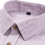 Chemise boutonnée en lin rayé à manches longues