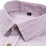Chemise boutonnée en lin rayé à manches longues
