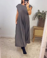 Agnès | Robe plissée évasée d'une élégance naturelle