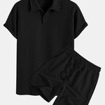Ensemble — polo jacquard à losanges géométriques & short