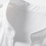 Chemise en lin et viscose à col V et manches courtes