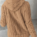 Marie | Sweat zippé à capuche en maille torsadée