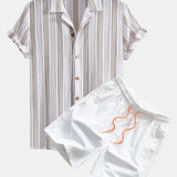 Ensemble — chemise cubaine en maille rayée & short de bain