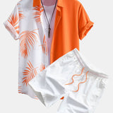 Ensemble — chemise patchwork à imprimé feuilles & short de bain