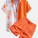 Ensemble — chemise patchwork à imprimé feuilles & short de bain