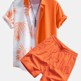 Ensemble — chemise patchwork à imprimé feuilles & short de bain