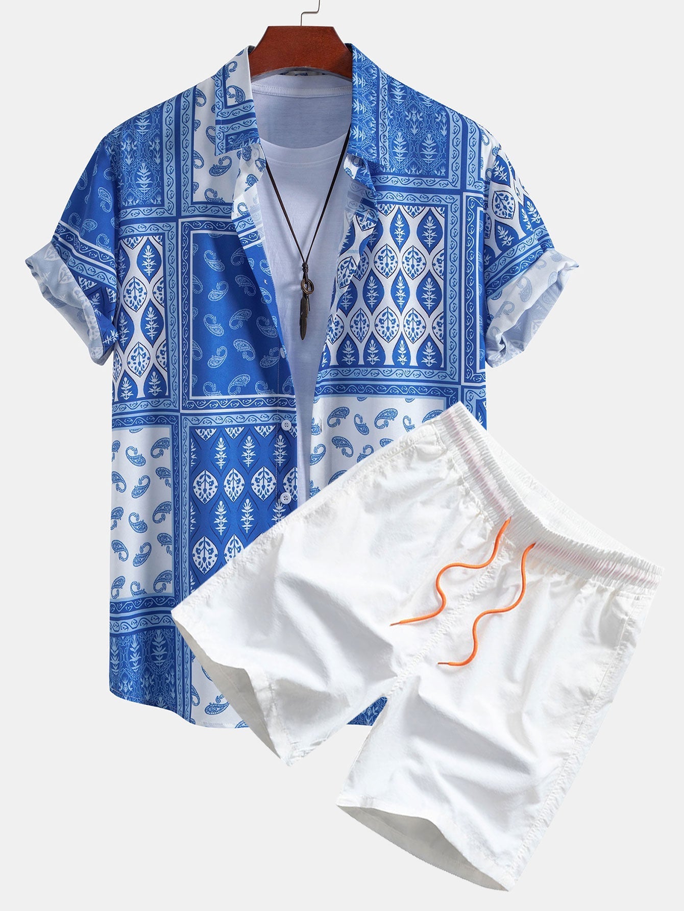 Ensemble Capucine — chemise à bordure paisley & short de bain