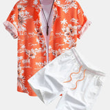 Ensemble — chemise à imprimé flore tropicale et palmiers & short de bain