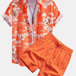 Ensemble — chemise à imprimé flore tropicale et palmiers & short de bain