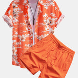 Ensemble — chemise à imprimé flore tropicale et palmiers & short de bain