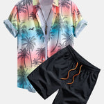 Ensemble — chemise à imprimé palmiers et mouettes & short de bain