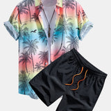 Ensemble — chemise à imprimé palmiers et mouettes & short de bain