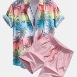 Ensemble — chemise à imprimé palmiers et mouettes & short de bain