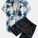 Ensemble Améline — chemise à imprimé floral à l'encre & short de bain