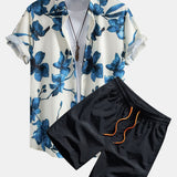 Ensemble Améline — chemise à imprimé floral à l'encre & short de bain