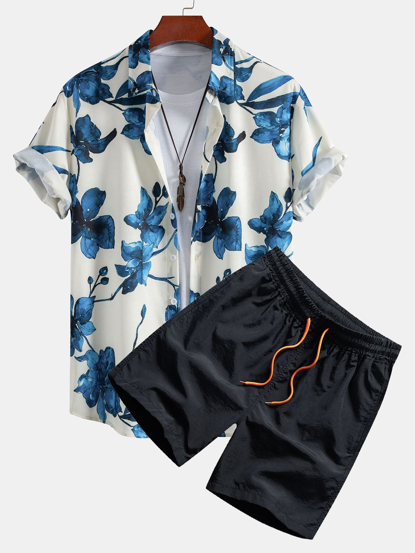 Ensemble Améline — chemise à imprimé floral à l'encre & short de bain